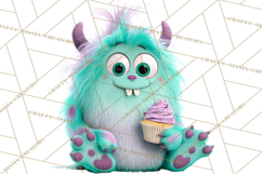 Cute Cartoon Monsters Clipart PNG Halloween Sitting Monsters Product Image 2