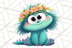 Cute Cartoon Monsters Clipart PNG Halloween Sitting Monsters Product Image 4