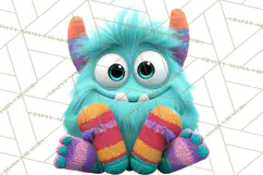Cute Cartoon Monsters Clipart PNG Halloween Sitting Monsters Product Image 2