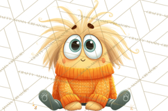 Cute Cartoon Monsters Clipart PNG Halloween Sitting Monsters Product Image 2