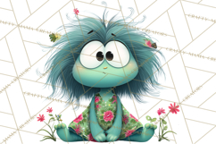 Cute Cartoon Monsters Clipart PNG Halloween Sitting Monsters Product Image 5