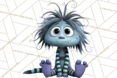 Cute Cartoon Monsters Clipart PNG Halloween Sitting Monsters Product Image 4