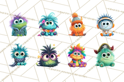 Cute Cartoon Monsters Clipart PNG Halloween Sitting Monsters Product Image 4