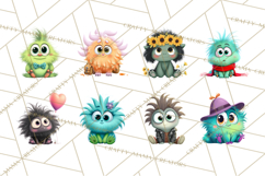 Cute Cartoon Monsters Clipart PNG Halloween Sitting Monsters Product Image 8