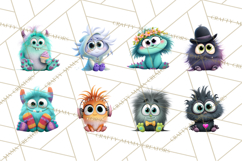 Cute Cartoon Monsters Clipart PNG Halloween Sitting Monsters Product Image 3
