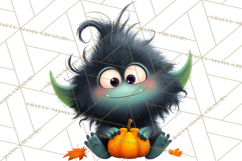 Cute Cartoon Monsters Clipart PNG Halloween Sitting Monsters Product Image 2