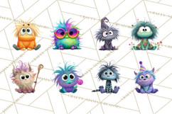 Cute Cartoon Monsters Clipart PNG Halloween Sitting Monsters Product Image 5