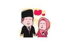 Cute moslem couple cartoon character Product Image 1