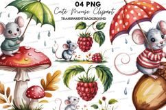 Cute Mouse Clipart PNG, Watercolor Mice Illustration Product Image 1