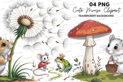Cute Mouse Clipart PNG, Watercolor Mice Illustration Product Image 1