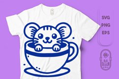 Cute Mouse Peeking Out of a Cup Illustration SVG File Product Image 1