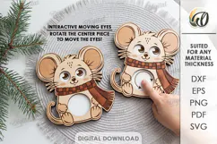 Mouse Moving Eyes Toy Laser Cut. Interactive Kids Toy SVG Product Image 1
