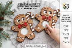 Gingerbread Moving Eyes Toy Laser Cut. Kids Toy SVG Product Image 1