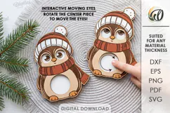 Penguin Moving Eyes Toy Laser Cut. Interactive Kids Toy SVG Product Image 1