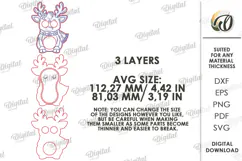 Reindeer Moving Eyes Toy Laser Cut. Interactive Kids Toy SVG Product Image 2