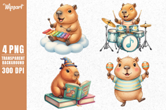 Cute Musical Capybara Clipart for Kids