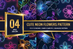 Radiant Neon Blossoms Seamless Pattern Digital Paper Product Image 1