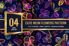 Cute Neon Flowers Seamless Pattern Digital Paper Product Image 1
