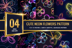 Cute Neon Flowers Seamless Pattern Digital Paper Product Image 1