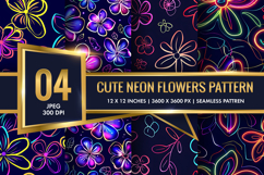 Cute Neon Flowers Seamless Pattern Digital Paper Product Image 1