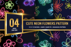Cute Neon Flowers Seamless Pattern Digital Paper Product Image 1