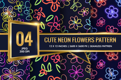 Cute Neon Flowers Seamless Pattern Digital Paper Product Image 1