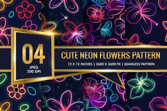 Cute Neon Flowers Seamless Pattern Digital Paper Product Image 1