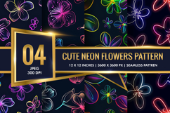 Vibrant Neon Flower Glow Pack for Crafts Digital Paper Product Image 1