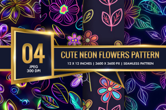 Bold Neon Flower Backgrounds Artistic Floral Digital Paper Product Image 1