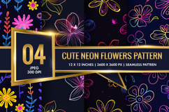 Colorful Neon Botanical Pattern Pack Digital Paper Product Image 1
