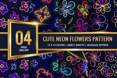 Neon Glow Flower Burst Pattern Digital Paper Product Image 1