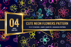 Electric Neon Floral Pattern for DIY Crafts Digital Paper Product Image 1