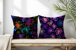 Retro Neon Floral Glow Pattern for Crafts Digital Paper Product Image 2