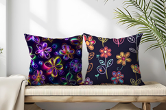 Bold Neon Flower Backgrounds Artistic Floral Digital Paper Product Image 2