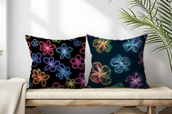 Cute Neon Flowers Seamless Pattern Digital Paper Product Image 2