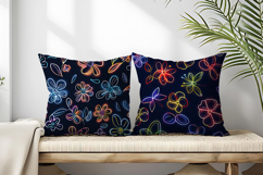 Cute Neon Flowers Seamless Pattern Digital Paper Product Image 2