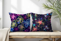 Glowing Funky Flower Print Seamless Neon Digital Paper Product Image 2