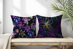 Bold Neon Floral Art for Crafts and Prints Digital Paper Product Image 2