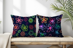 Cute Neon Flowers Seamless Pattern Digital Paper Product Image 2