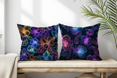 Radiant Neon Blossoms Seamless Pattern Digital Paper Product Image 2