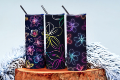 Bold Neon Floral Art for Crafts and Prints Digital Paper Product Image 3