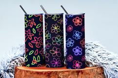 Cute Neon Flowers Seamless Pattern Digital Paper Product Image 3
