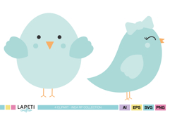 Adorable baby bird clipart for nursery wall art and stickers