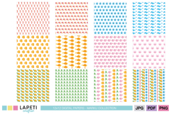 Ocean scrapbook backgrounds with cute marine animals