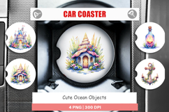 Cute Ocean Objects Car Coaster Product Image 1