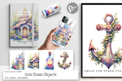 Cute Ocean Objects Digital Paper Product Image 1