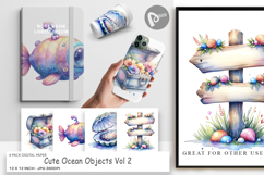 Cute Ocean Objects Digital Paper Product Image 1