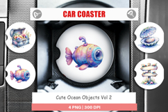 Cute Ocean Objects Car Coaster Product Image 1