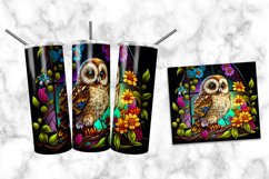 Owl Stained Glass Dog 20 oz Skinny Tumbler Wrap Product Image 1