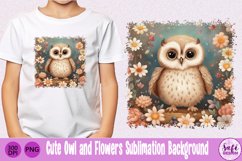 Cute Owl and Flowers Sublimation Background Product Image 1